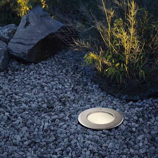 Eglo Riga 3 Stainless Steel Integrated LED Outdoor Recessed Ground Light, (D) 17cm in Silver - image 1