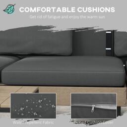OUTSUNNY 3-Piece L Shape Garden Sofa Set with HDPE Table, Cushions in Grey - thumbnail 5