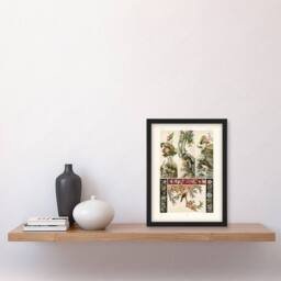 "Artery8 Chinese Patterns of Birds & Flowers Racinet Framed Wall Art Print in White - Size: W12"" x H16""" - thumbnail 4