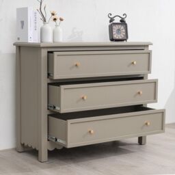 Large Scalloped 3 Drawer Chest Of Drawers - Staunton Taupe Range - thumbnail 4