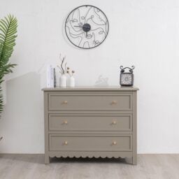 Large Scalloped 3 Drawer Chest Of Drawers - Staunton Taupe Range - thumbnail 3