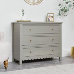 Large Scalloped 3 Drawer Chest Of Drawers - Staunton Taupe Range - thumbnail 1
