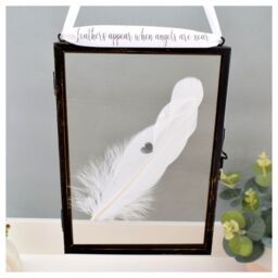 Amaya Rose Ltd Heart Stamp In Memory of. Real feather Floating Picture Frame Memorial in Black - thumbnail 1