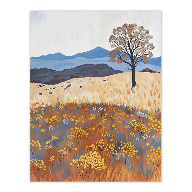 "Artery8 Colorado Countryside Floral Landscape Painting Wall Art Print - Size: W18"" x H24""" - image 1