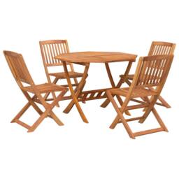 Berkfield Home 5 Piece Garden Dining Set Solid Wood Acacia in Brown - thumbnail 3