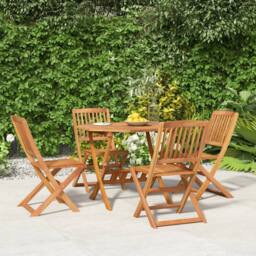 Berkfield Home 5 Piece Garden Dining Set Solid Wood Acacia in Brown - thumbnail 1