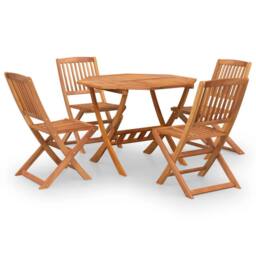 Berkfield Home 5 Piece Garden Dining Set Solid Wood Acacia in Brown - thumbnail 2