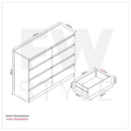 FWStyle High Gloss White Chest Of 8 Drawers - Stora - thumbnail 5