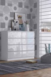 FWStyle High Gloss White Chest Of 8 Drawers - Stora - thumbnail 1