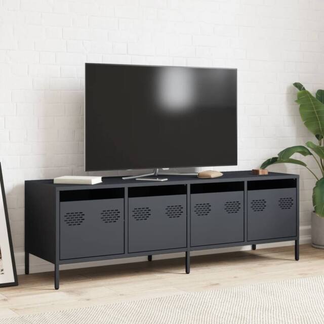 Berkfield Home TV Cabinet Anthracite 135x39x43.5 cm Cold-rolled Steel in Charcoal - image 1
