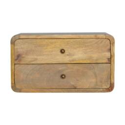 Wyld Haus Gradara Natural Oak Mango Wood 2 Drawer Floating Bedside Table in Brown - thumbnail 2