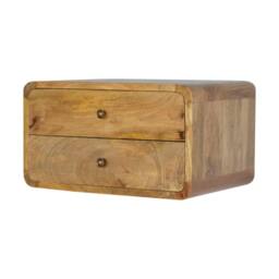 Wyld Haus Gradara Natural Oak Mango Wood 2 Drawer Floating Bedside Table in Brown - thumbnail 4