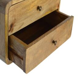Wyld Haus Gradara Natural Oak Mango Wood 2 Drawer Floating Bedside Table in Brown - thumbnail 6