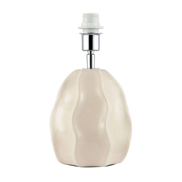 Happy Homewares Designer Gloss Ceramic Table Lamp Base with Crackle Design in Cream - image 1