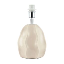 Happy Homewares Designer Gloss Ceramic Table Lamp Base with Crackle Design in Cream - thumbnail 1