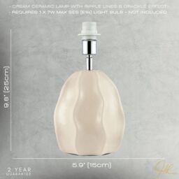 Happy Homewares Designer Gloss Ceramic Table Lamp Base with Crackle Design in Cream - thumbnail 7
