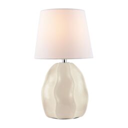 Happy Homewares Designer Gloss Ceramic Table Lamp Base with Crackle Design in Cream - thumbnail 4