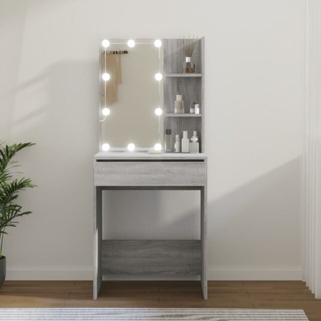Berkfield Home Dressing Table with LED Grey Sonoma 60x40x140 cm - Size: 60 x 40 x 140 cm - image 1