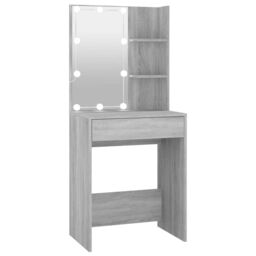 Berkfield Home Dressing Table with LED Grey Sonoma 60x40x140 cm - Size: 60 x 40 x 140 cm - thumbnail 2