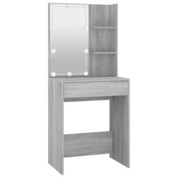 Berkfield Home Dressing Table with LED Grey Sonoma 60x40x140 cm - Size: 60 x 40 x 140 cm - thumbnail 3
