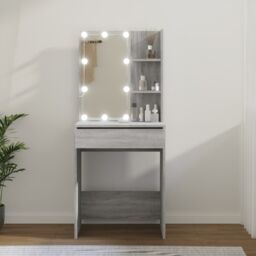 Berkfield Home Dressing Table with LED Grey Sonoma 60x40x140 cm - Size: 60 x 40 x 140 cm - thumbnail 1