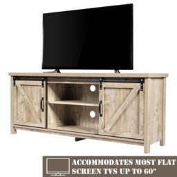 "Costway Modern TV Cabinet for 60"" Wooden Media Storage Shelves Stand W/ Cabinets in Grey" - thumbnail 2