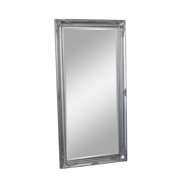 Melody Maison Large Ornate Silver Wall / Floor / Leaner Mirror 158cm X 78cm in Metallic Silver - Size: 158 cm X 78 cm - image 1