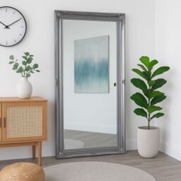 Melody Maison Large Ornate Silver Wall / Floor / Leaner Mirror 158cm X 78cm in Metallic Silver - Size: 158 cm X 78 cm - thumbnail 5