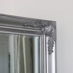 Melody Maison Large Ornate Silver Wall / Floor / Leaner Mirror 158cm X 78cm in Metallic Silver - Size: 158 cm X 78 cm - thumbnail 6