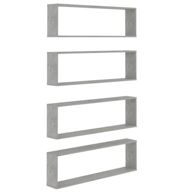 Berkfield Home Wall Cube Shelf 4 pcs Concrete Grey 100x15x30 cm Engineered Wood - Size: 100 x 15 x 30 cm - image 1