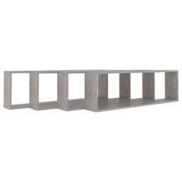 Berkfield Home Wall Cube Shelf 4 pcs Concrete Grey 100x15x30 cm Engineered Wood - Size: 100 x 15 x 30 cm - thumbnail 4
