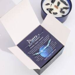Serenityy Zodiac Crystal Candle with Gemstone Bracelet - Pisces in Blue - thumbnail 2
