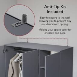 HD Designs Riano 3 Door Wardrobe Storage Organizer in Grey - thumbnail 4