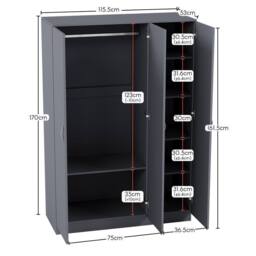 HD Designs Riano 3 Door Wardrobe Storage Organizer in Grey - thumbnail 3