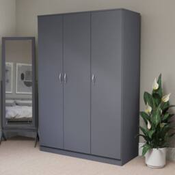 HD Designs Riano 3 Door Wardrobe Storage Organizer in Grey - thumbnail 6
