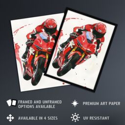 "Artery8 Superbike World Championship Red Motorcycle Rider Wall Art Print - Size: W24"" x H32""" - thumbnail 2