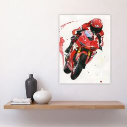 "Artery8 Superbike World Championship Red Motorcycle Rider Wall Art Print - Size: W24"" x H32""" - thumbnail 4