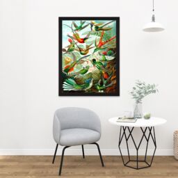 "Artery8 Wall Art Print Colour 99th Plate Ernst Haeckel Kunstformen Natur Hummingbirds Large Framed Wall Décor Art in Black - Size: W18"" x H24""" - thumbnail 2