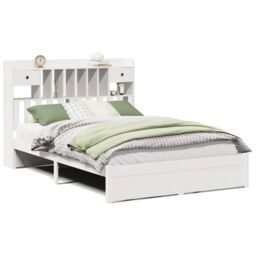 Berkfield Home Bookcase Bed without Mattress White 160x200cm Solid Wood Pine - Size: 160x200 cm - thumbnail 2