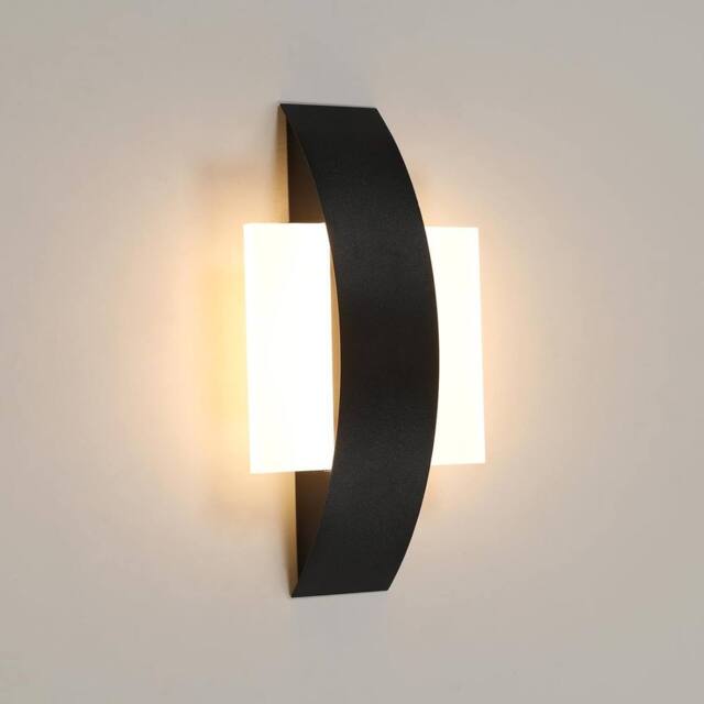 Goeco LED Wall Light 12W Modern Acrylic Wall Lamp 3000k For Hallway Stairs in Black - image 1