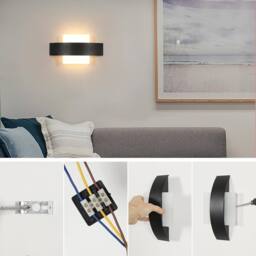 Goeco LED Wall Light 12W Modern Acrylic Wall Lamp 3000k For Hallway Stairs in Black - thumbnail 7