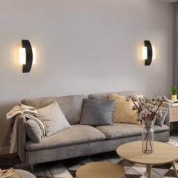 Goeco LED Wall Light 12W Modern Acrylic Wall Lamp 3000k For Hallway Stairs in Black - thumbnail 3