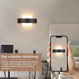 Goeco LED Wall Light 12W Modern Acrylic Wall Lamp 3000k For Hallway Stairs in Black - thumbnail 2