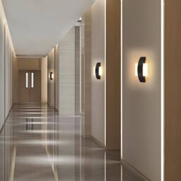 Goeco LED Wall Light 12W Modern Acrylic Wall Lamp 3000k For Hallway Stairs in Black - thumbnail 6