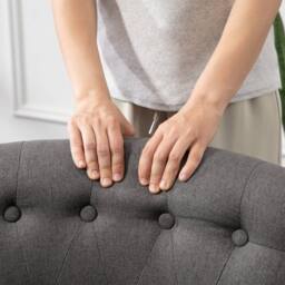 Wyld Haus Fapa Charcoal Grey Fabric Tub Accent Chair Cushion & Solid Wood Legs - thumbnail 7