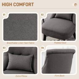 Wyld Haus Fapa Charcoal Grey Fabric Tub Accent Chair Cushion & Solid Wood Legs - thumbnail 4