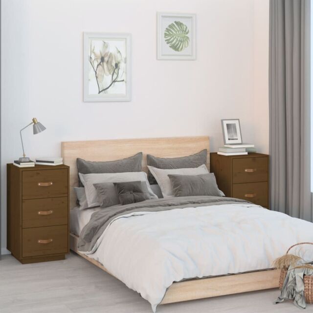 Berkfield Home Bedside Cabinets 2 pcs Honey Brown 40x40x75 cm Solid Wood Pine - Size: 40 x 40 x 75 cm - image 1