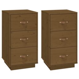 Berkfield Home Bedside Cabinets 2 pcs Honey Brown 40x40x75 cm Solid Wood Pine - Size: 40 x 40 x 75 cm - thumbnail 2