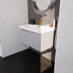 Balterley Arch Bathroom Wall Hung 1 Drawer Vanity, Ceramic Basin, Grey, 800mm in Grey - thumbnail 4