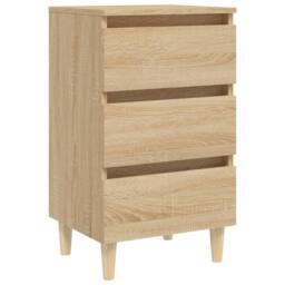 Berkfield Home Sturdy Bed Cabinet with Solid Wood Legs Sonoma Oak 40x35x69 cm in Light Tan - Size: 40 x 35 x 69 cm - thumbnail 3